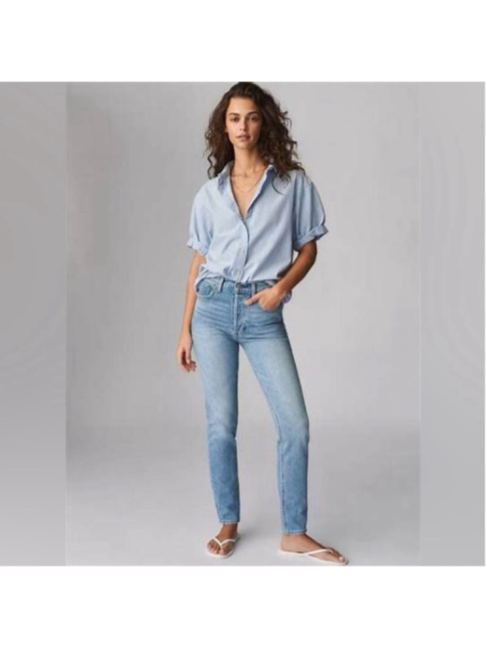 Aritzia Denim Forum jeans the yoko High Rise Slim Jeans Light Blue classic sz 25